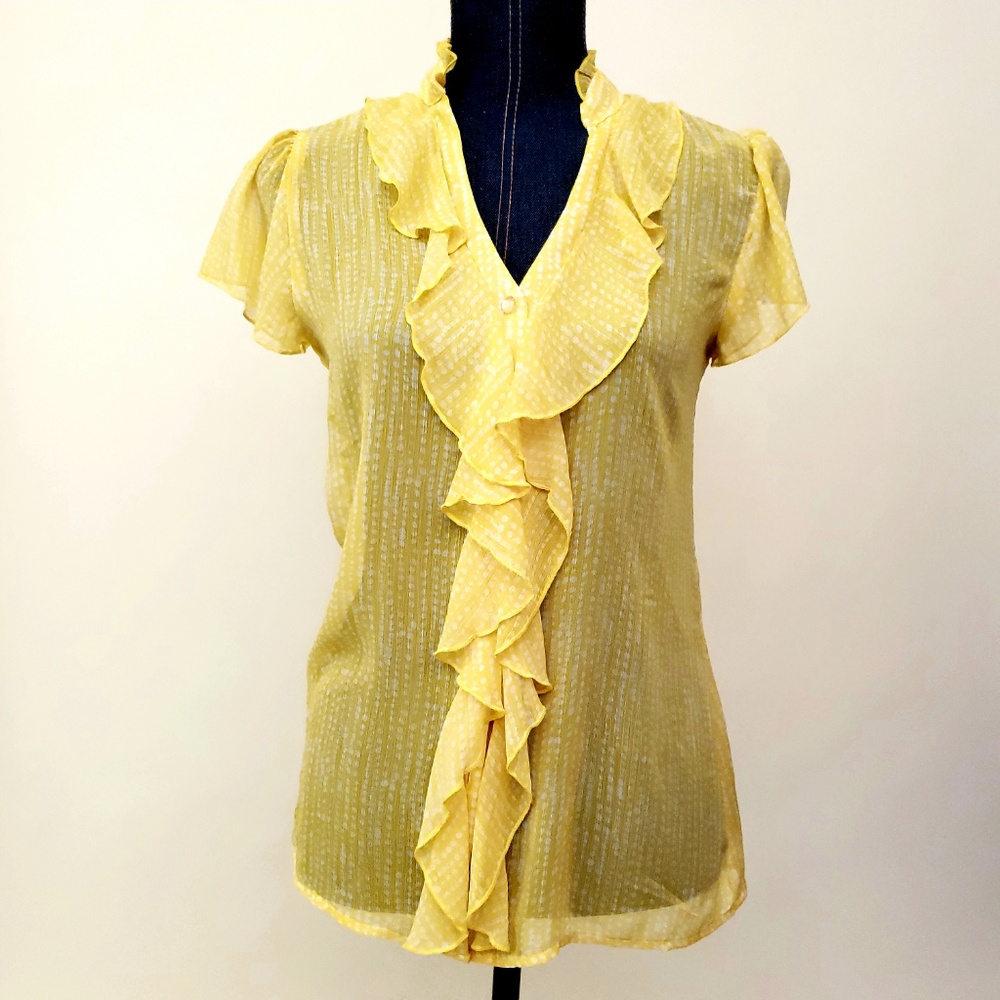 🌈Maurices Med Ruffle Button Down Sheer Blouse🌈